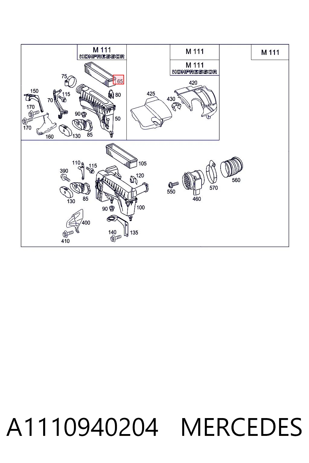 A1110940204 Mercedes Filtro de aire de motor