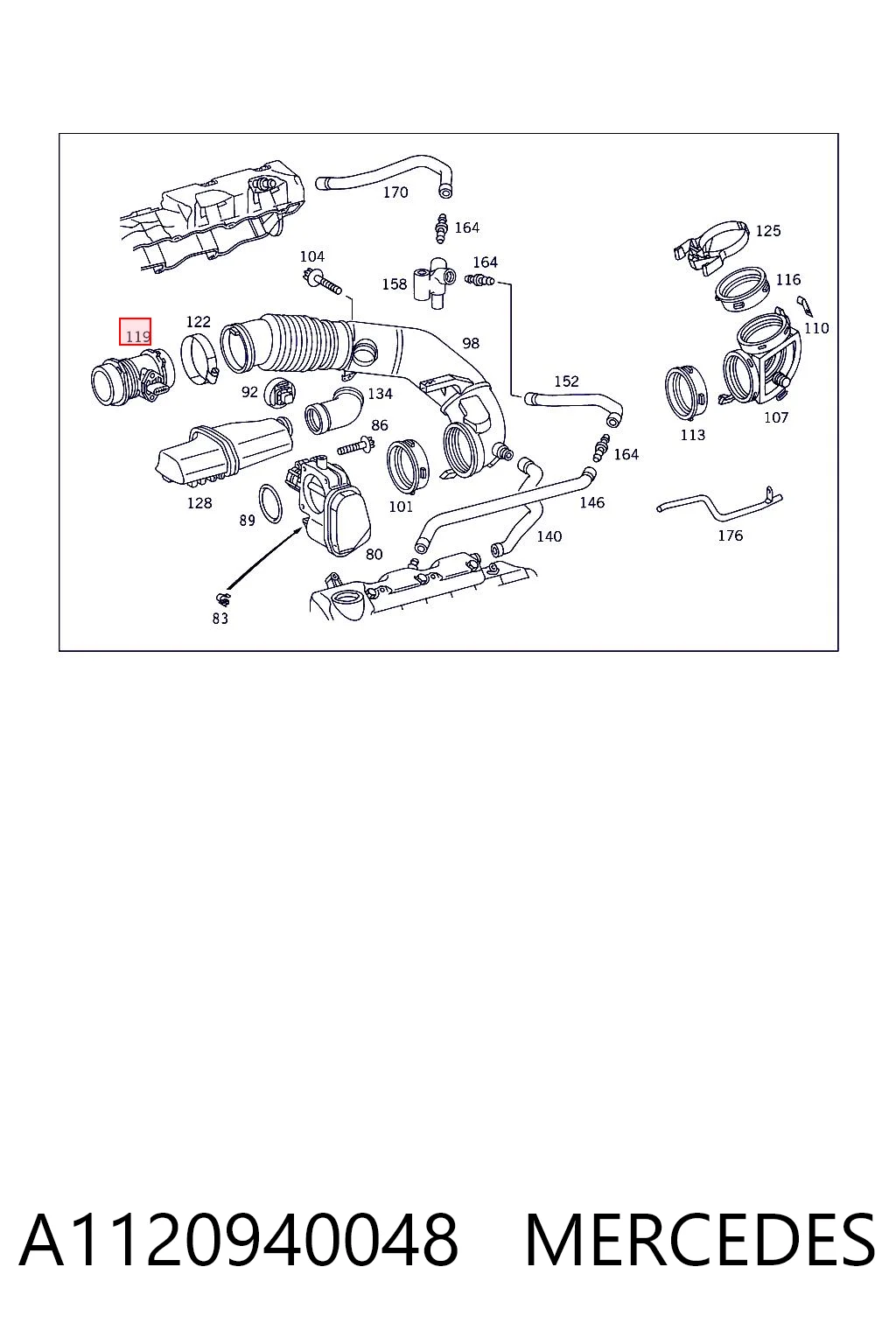 A1120940048 Mercedes Sensor de flujo de aire