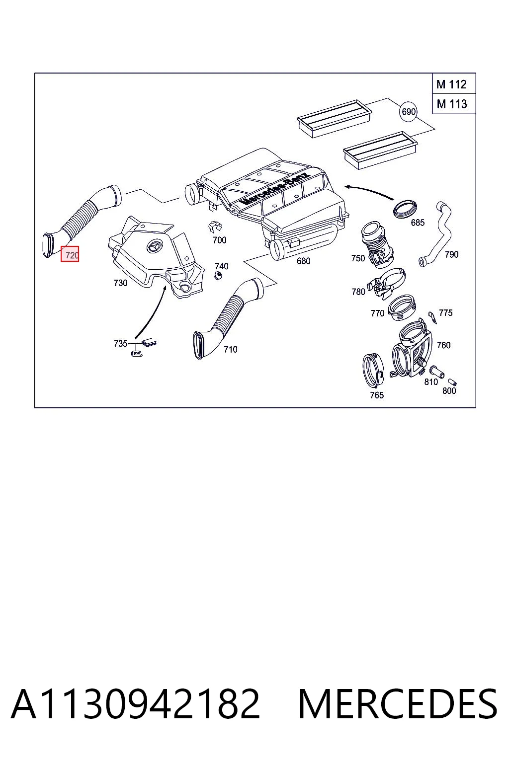 A1130942182 Mercedes Manguera del intercooler