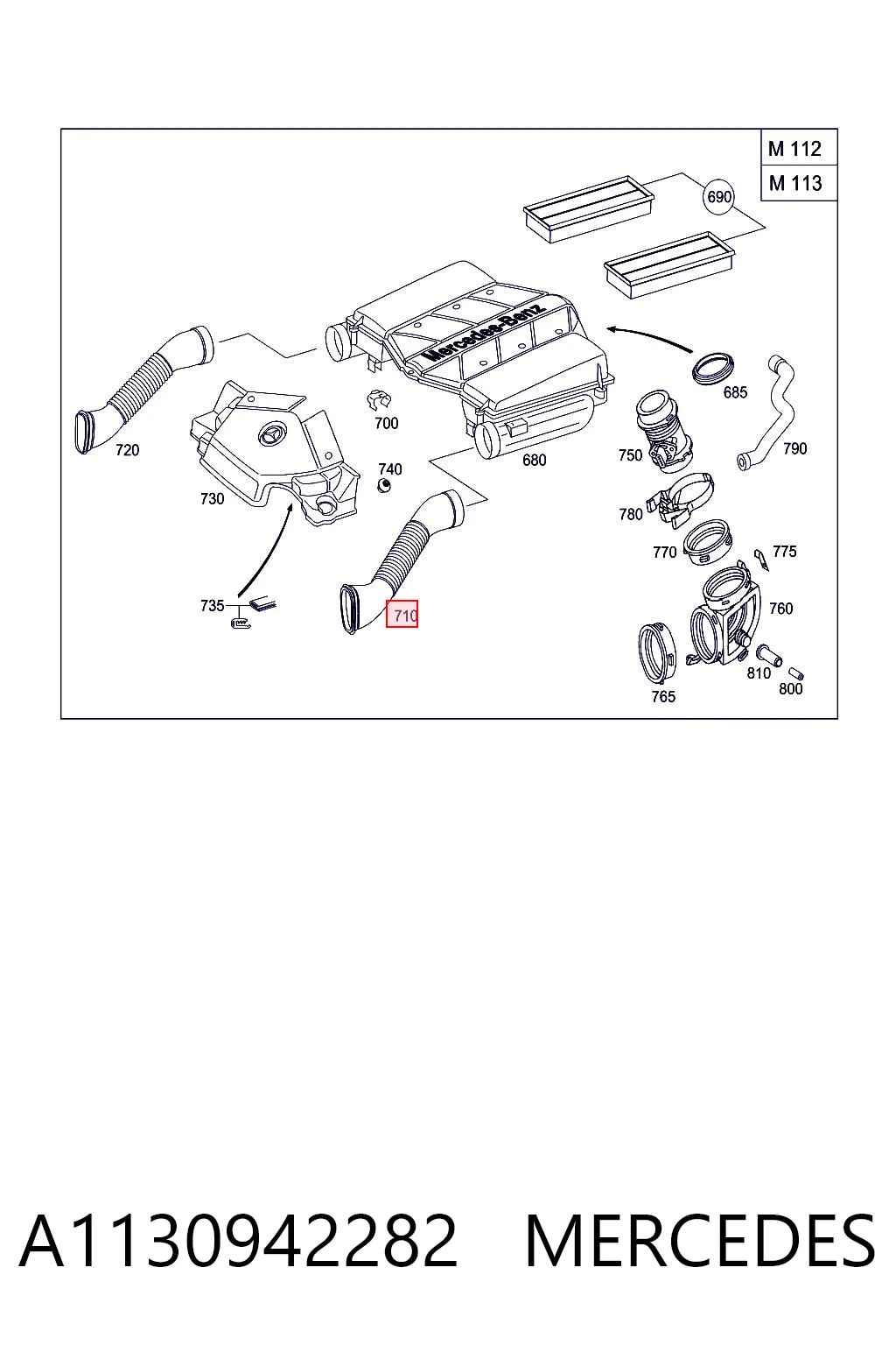 A1130942282 Mercedes Manguera del intercooler