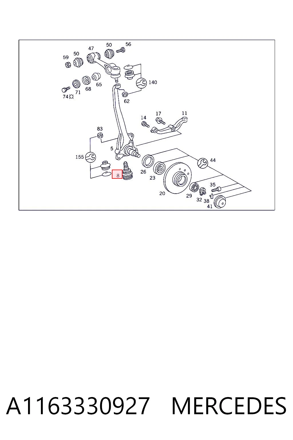 A1163330927 Mercedes Rótula inferior de suspensión