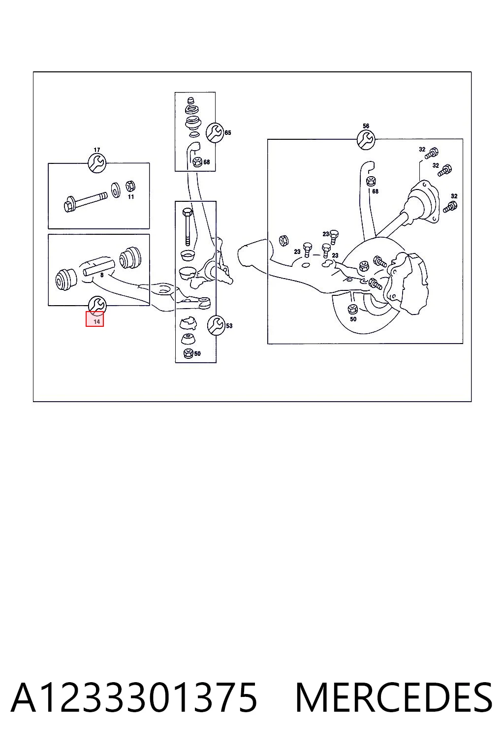 Silentblock suspension para Mercedes E  (C123)