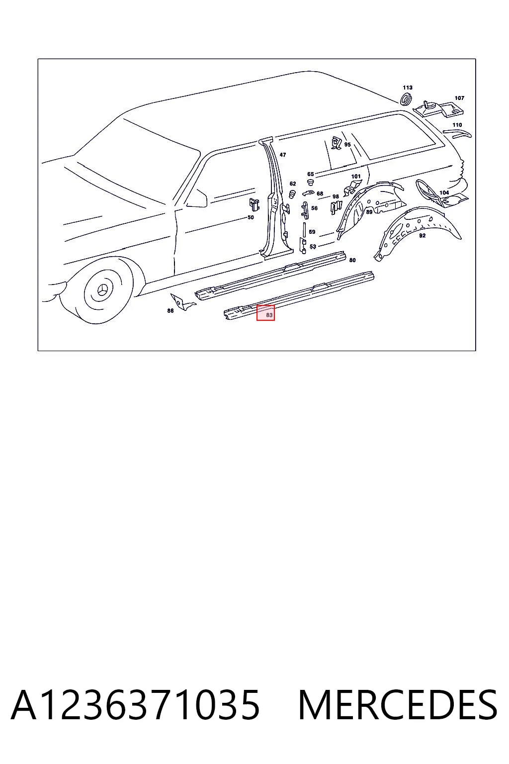 Comprar Umbral exterior derecho Mercedes E  W123 a bajo precio