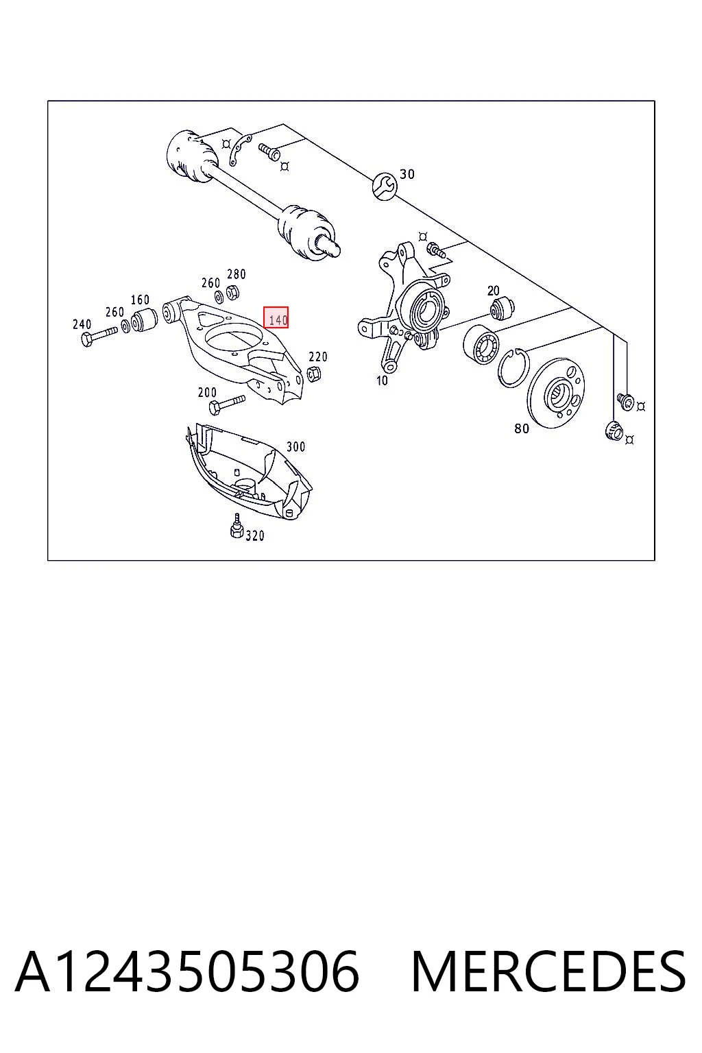A1243505306 Mercedes Brazo inferior trasero izquierdo/derecho