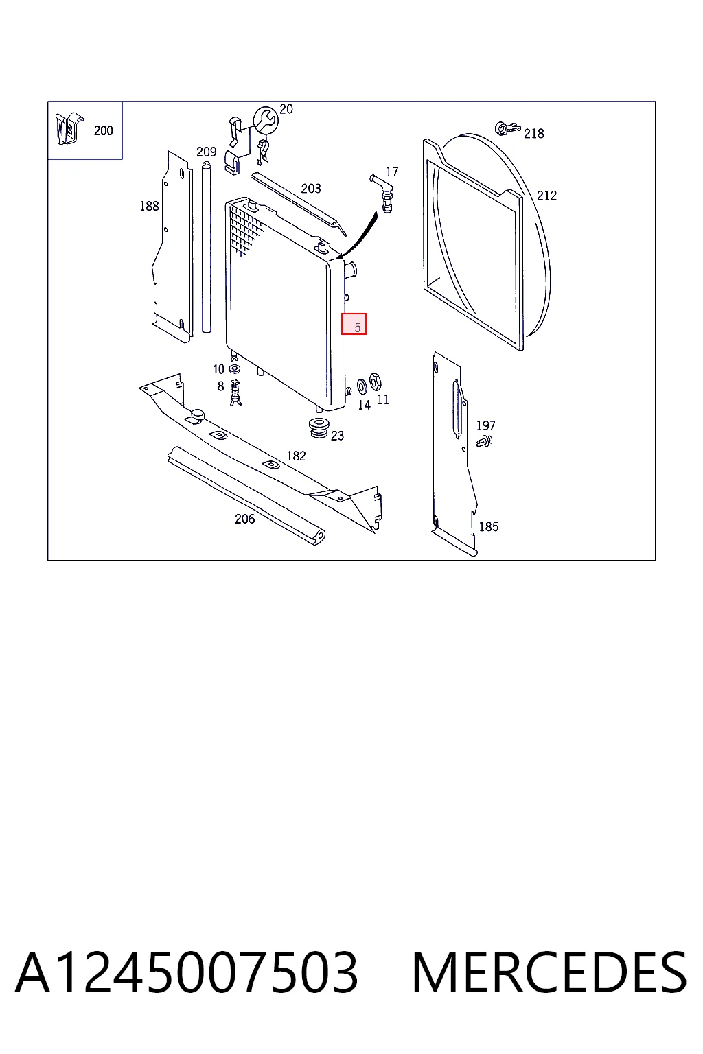 Radiador de refrigeración del motor A1245007503 MERCEDES