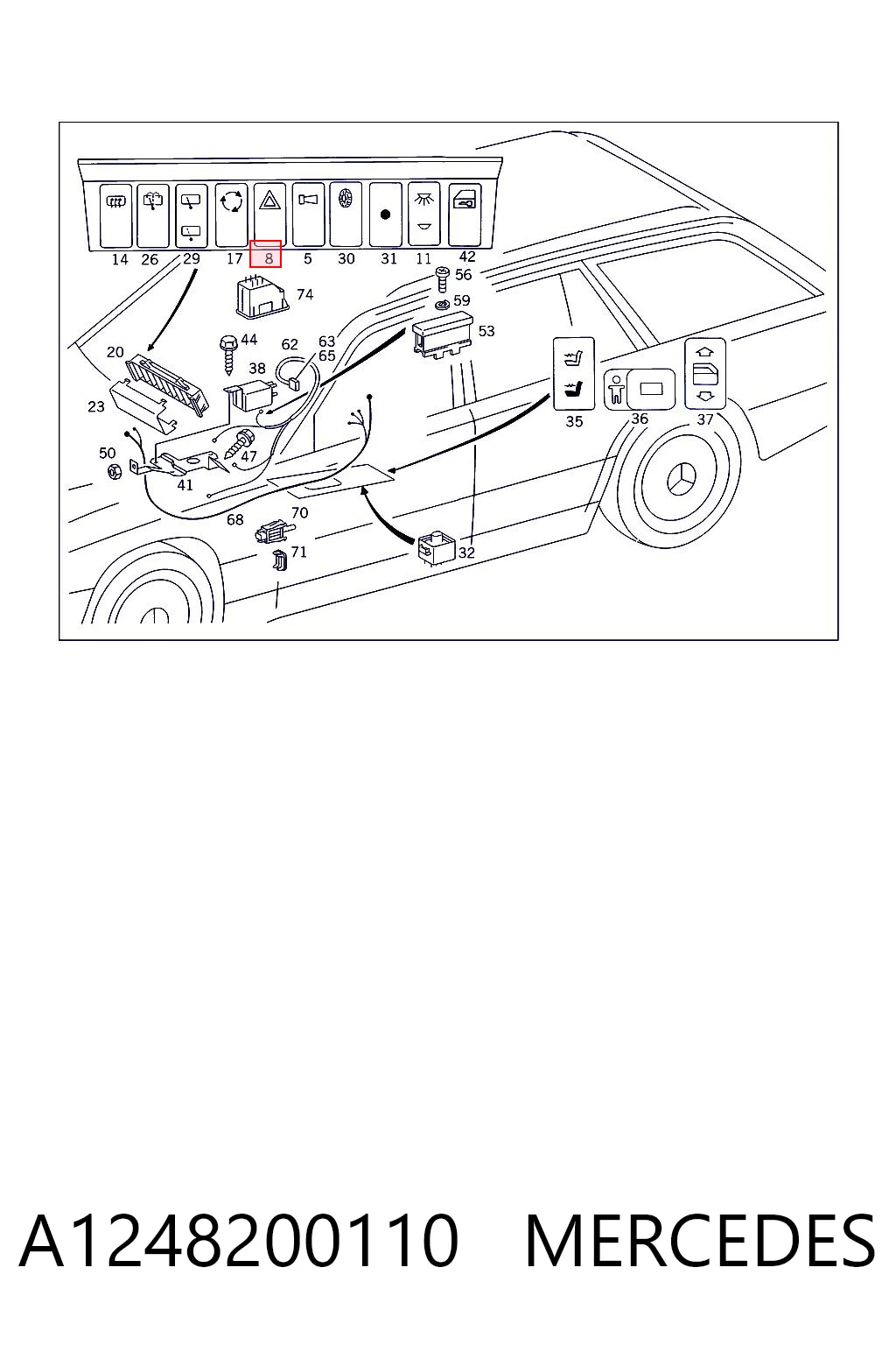 Interruptor warning para Mercedes E  (C124)