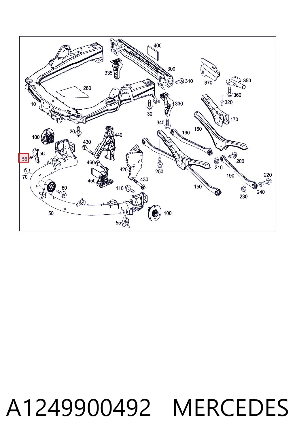 A1249900492 Mercedes Clip de fijación del guardabarros delantero
