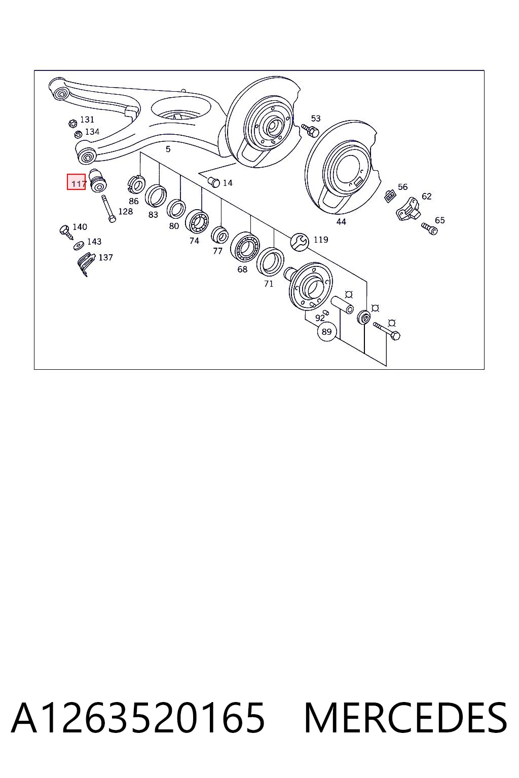 A1263520165 Mercedes Buje del brazo inferior trasero
