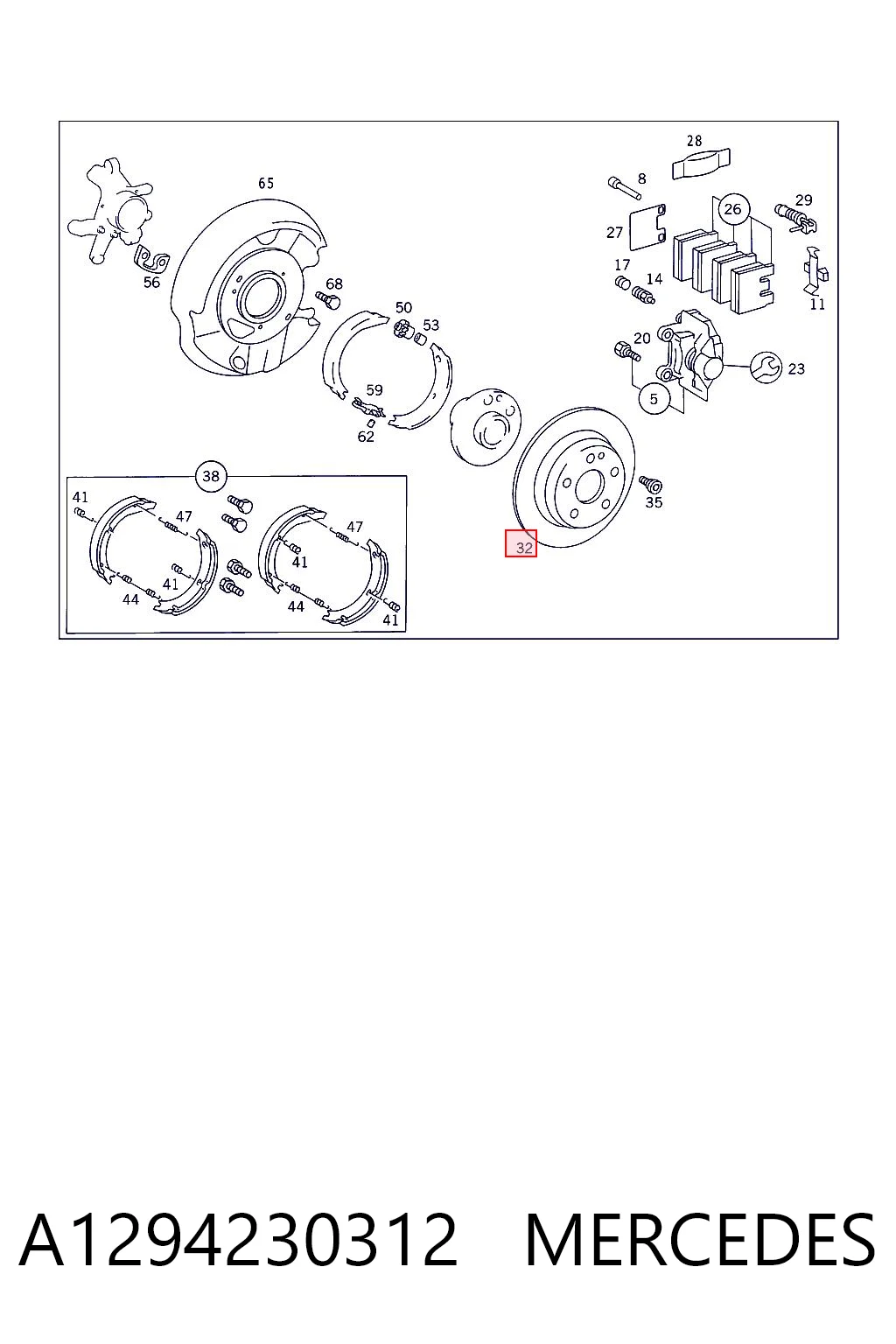 A1294230312 Mercedes Freno de disco trasero