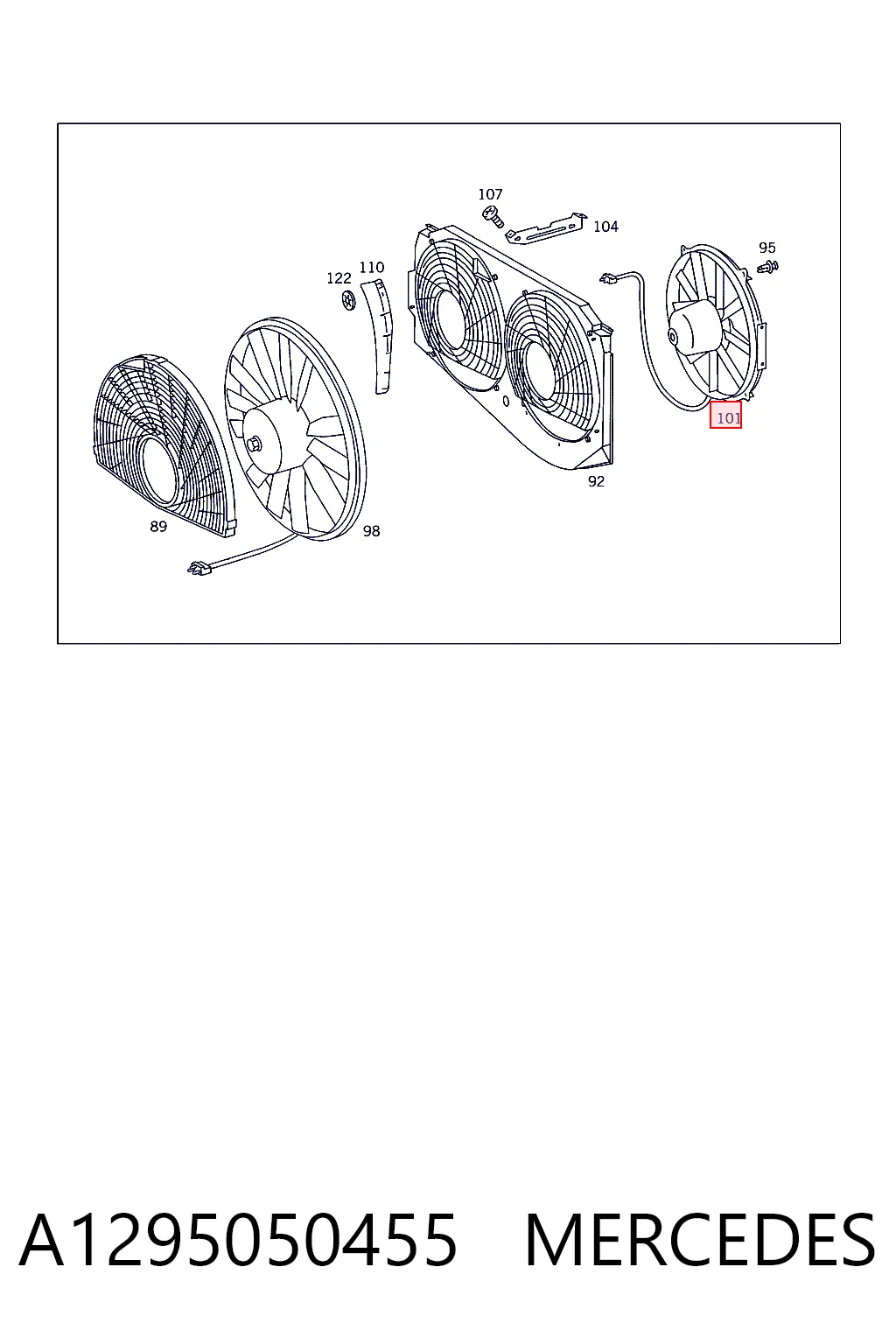 Ventilador eléctrico de refrigeración completo izquierdo (motor y hélice) A1295050455 MERCEDES