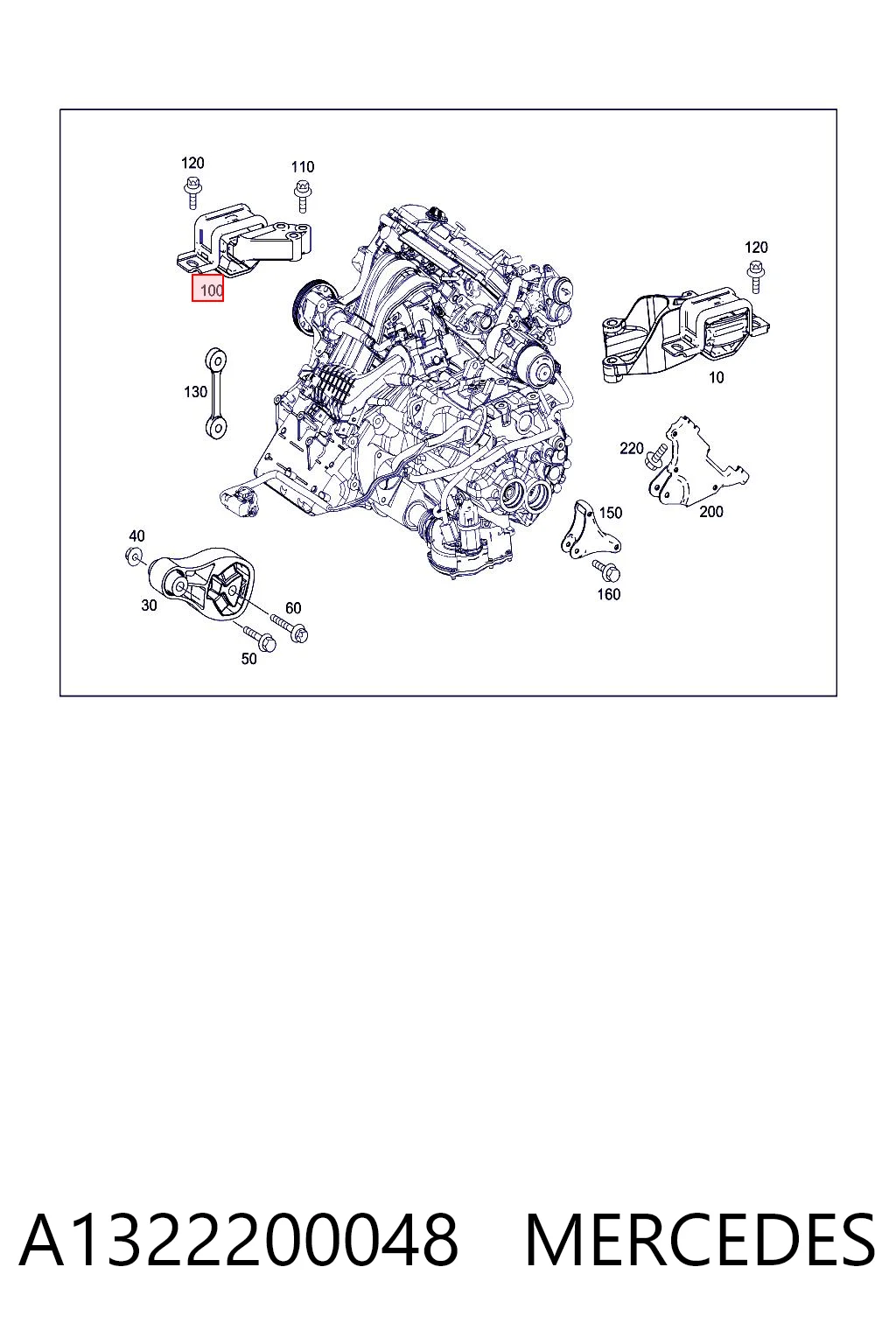 A1322200048 Mercedes Soporte de motor derecho