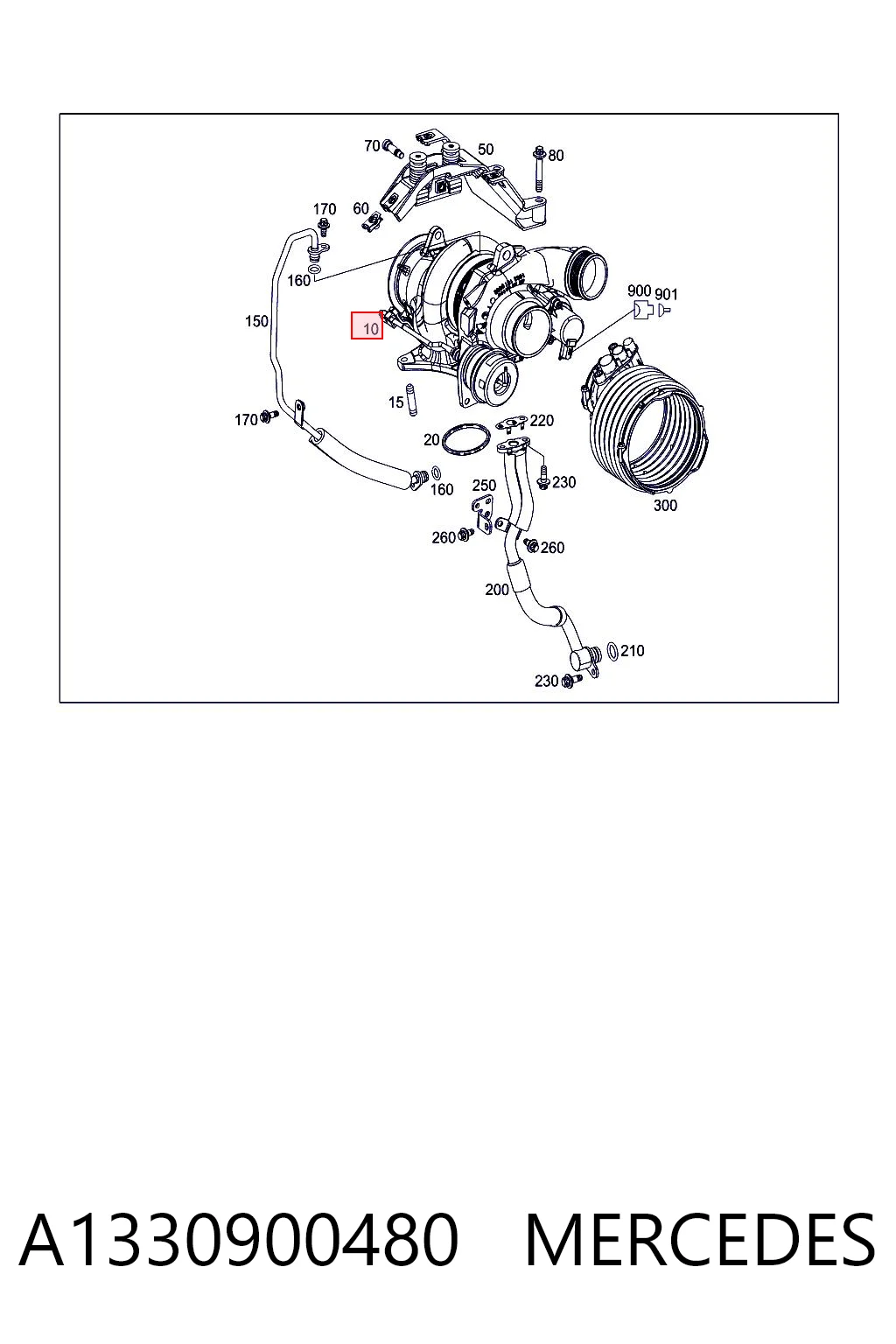 A1330900480 Mercedes Turbo para motor