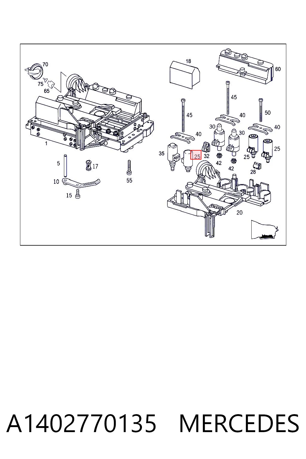 A1402770135 Mercedes Solenoide de transmisión automática