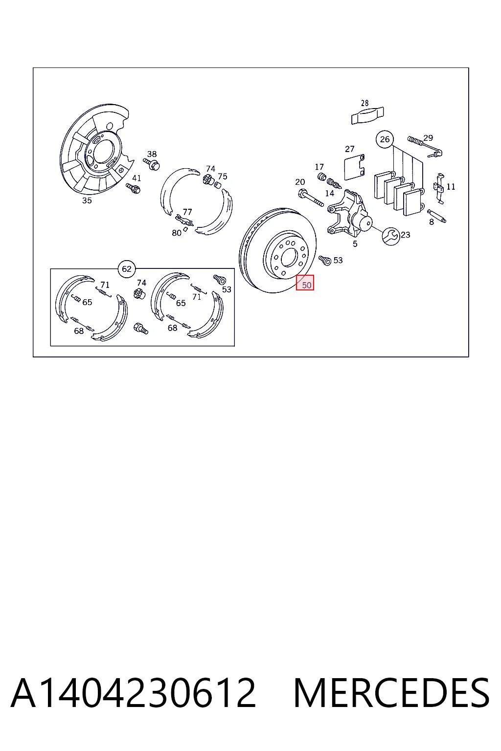 A1404230612 Mercedes Freno de disco trasero