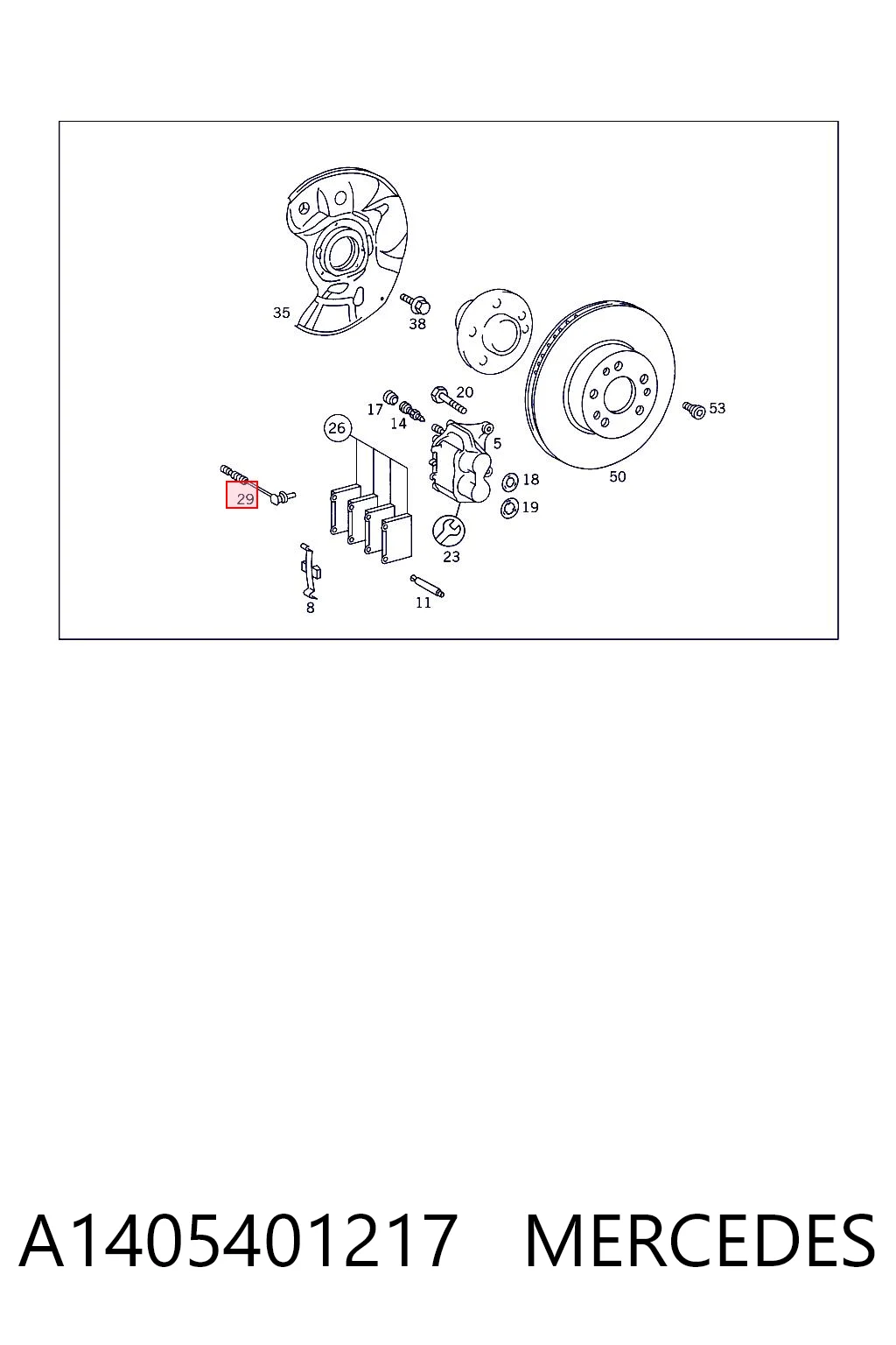 A1405401217 Mercedes Sensor de desgaste de las pastillas de freno delanteras