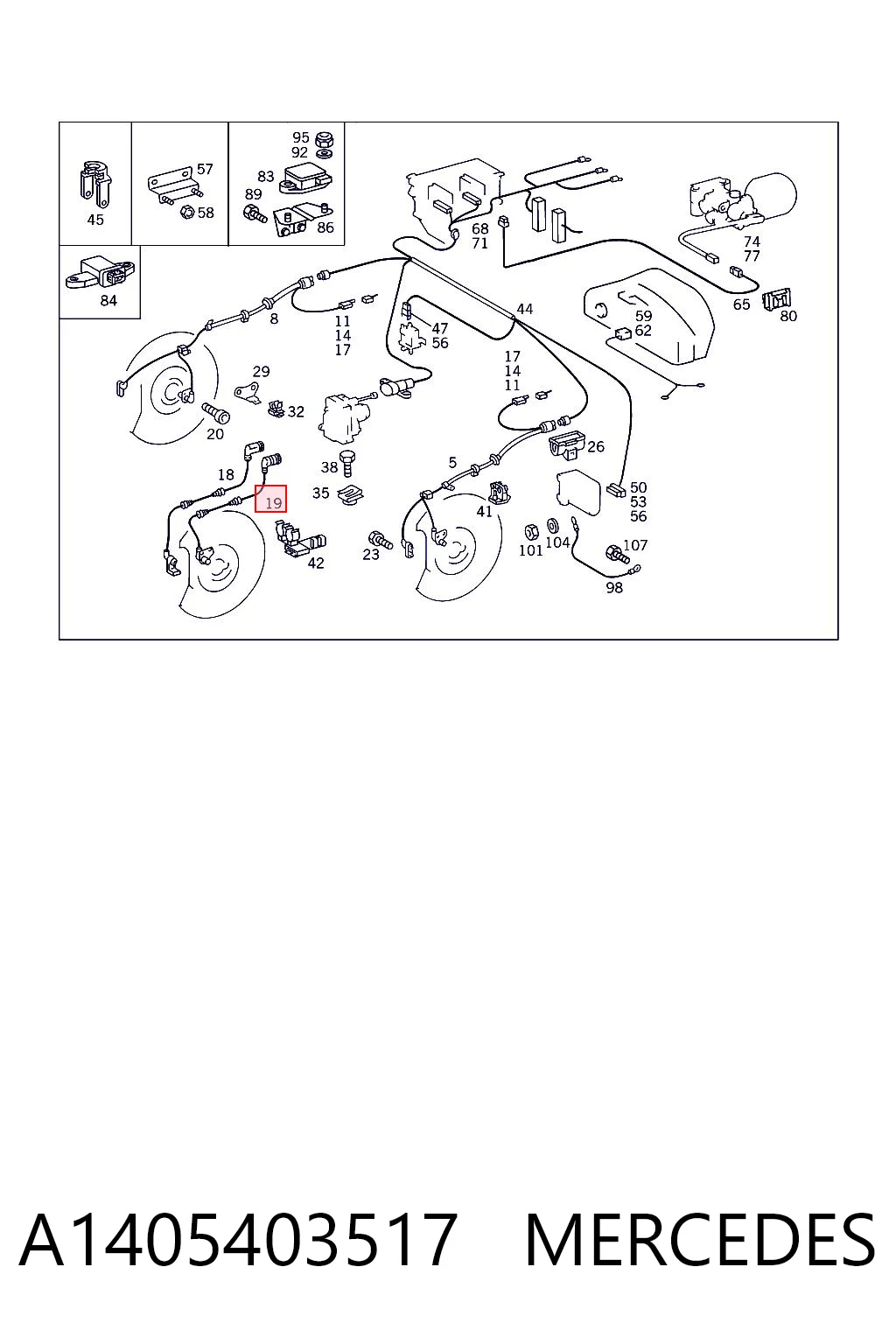 A1405403517 Mercedes Sensor de freno, delantero derecho