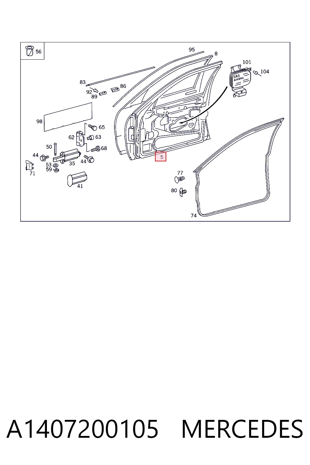 Puerta delantera para Mercedes S  W140