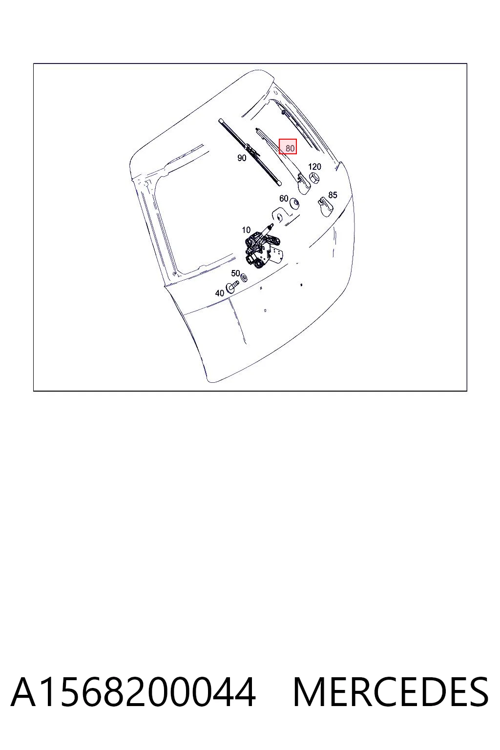 A1568200044 Mercedes Brazo del limpiaparabrisas, luna trasera