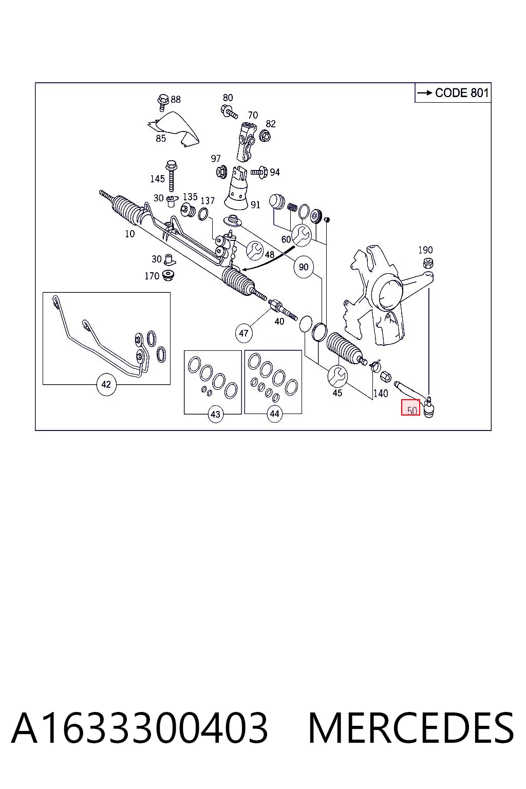 A1633300403 Mercedes Rótula de dirección