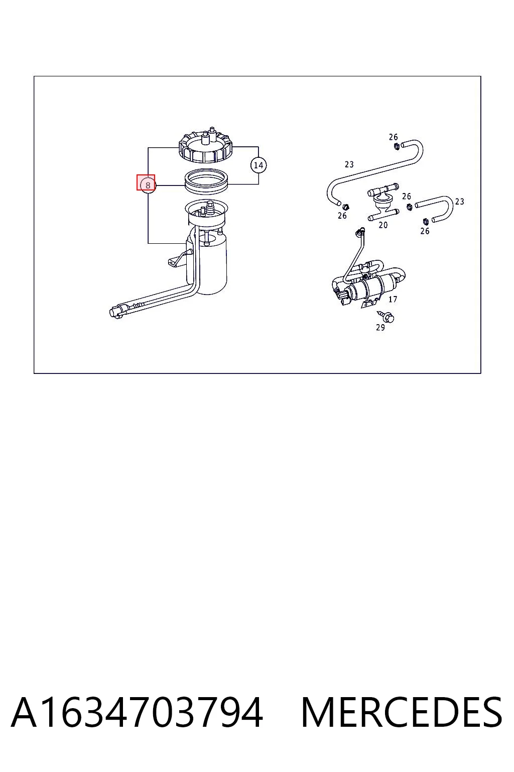 A1634703794 Mercedes Módulo de alimentación de combustible