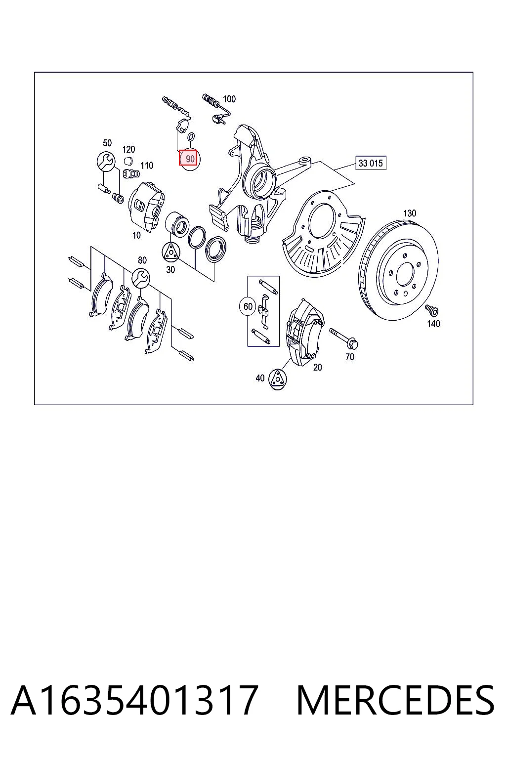 Comprar Sensor de desgaste de las pastillas de freno delanteras Mercedes ML/GLE  W163 a bajo precio