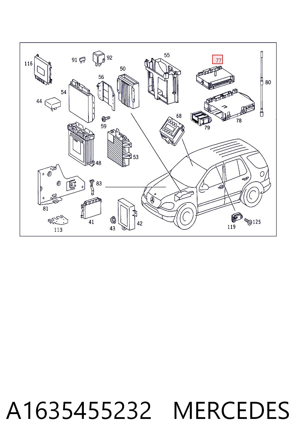 Módulo de confort para Mercedes ML/GLE  W163