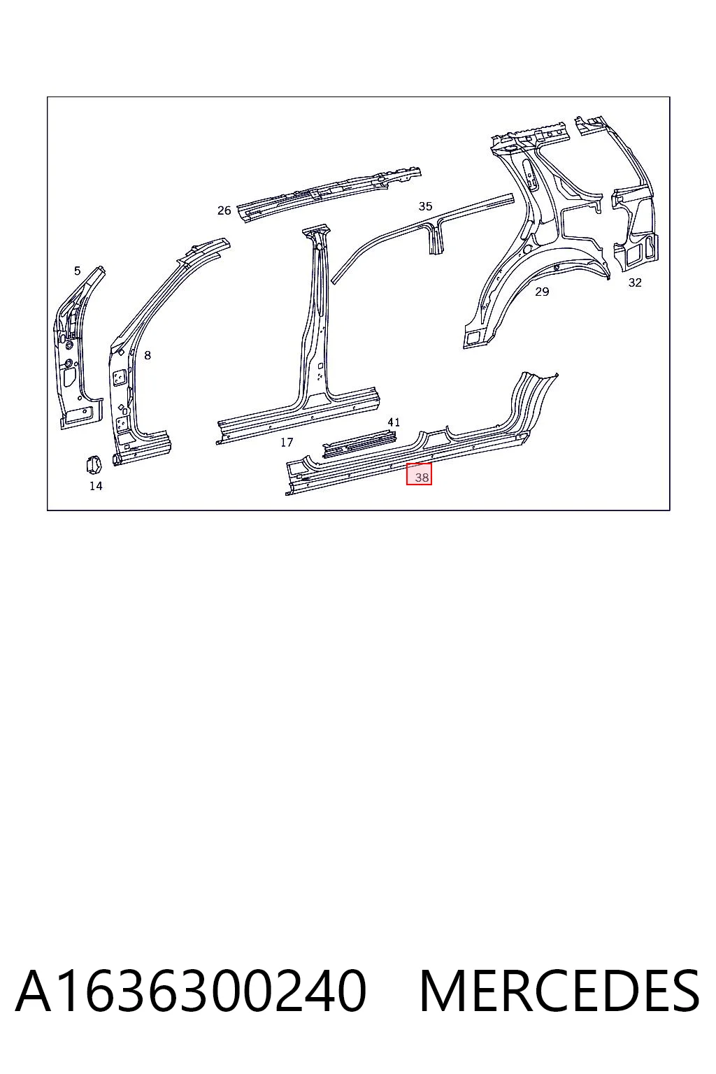 Comprar Umbral exterior derecho Mercedes ML/GLE  W163 a bajo precio