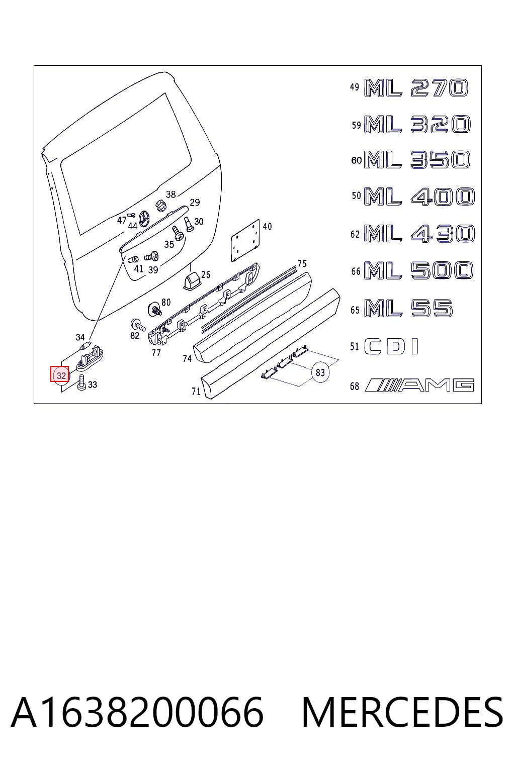 Luz matricula para Mercedes ML/GLE W163