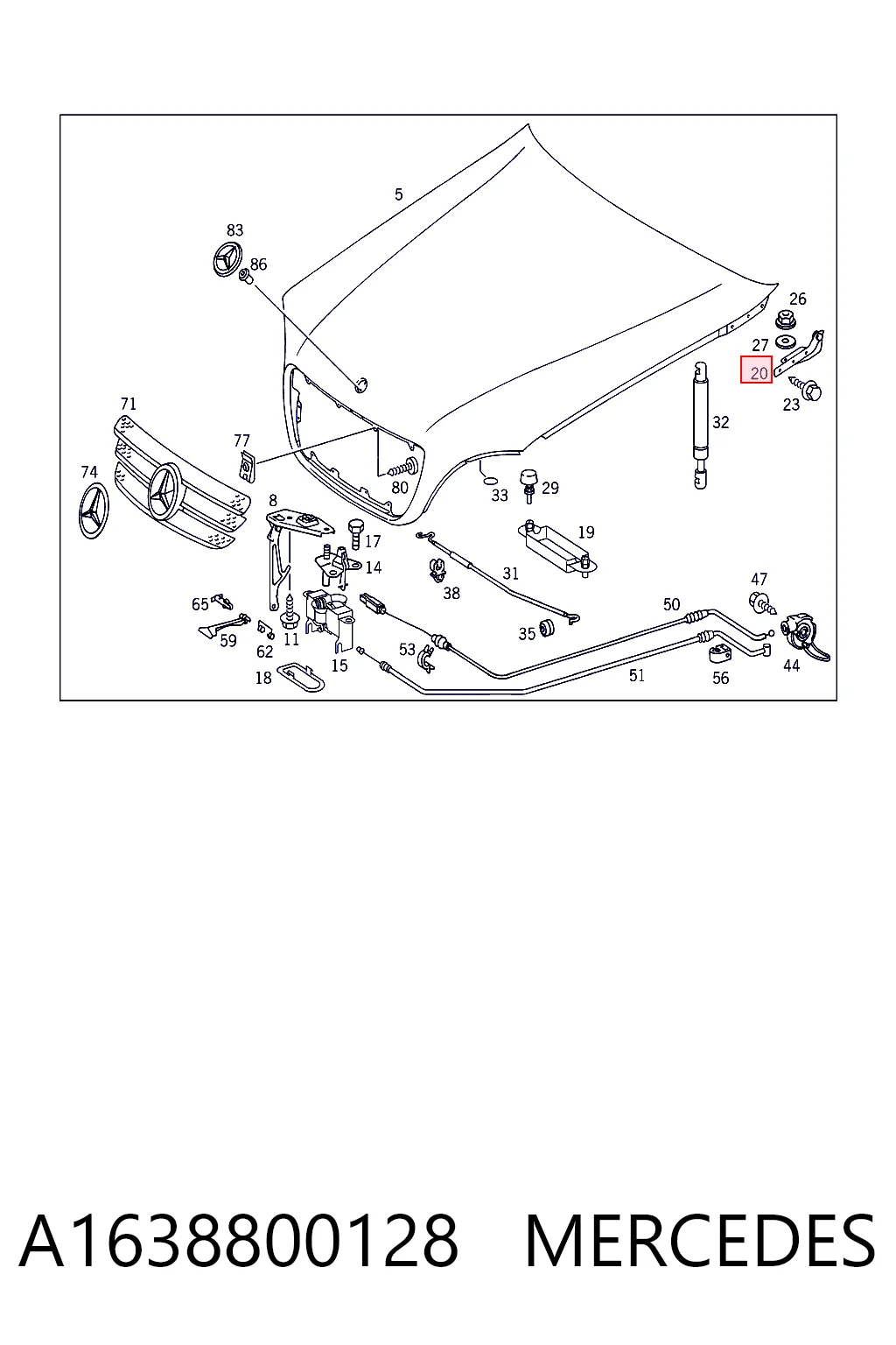 Cerradura de Capot para Mercedes C 190 W201