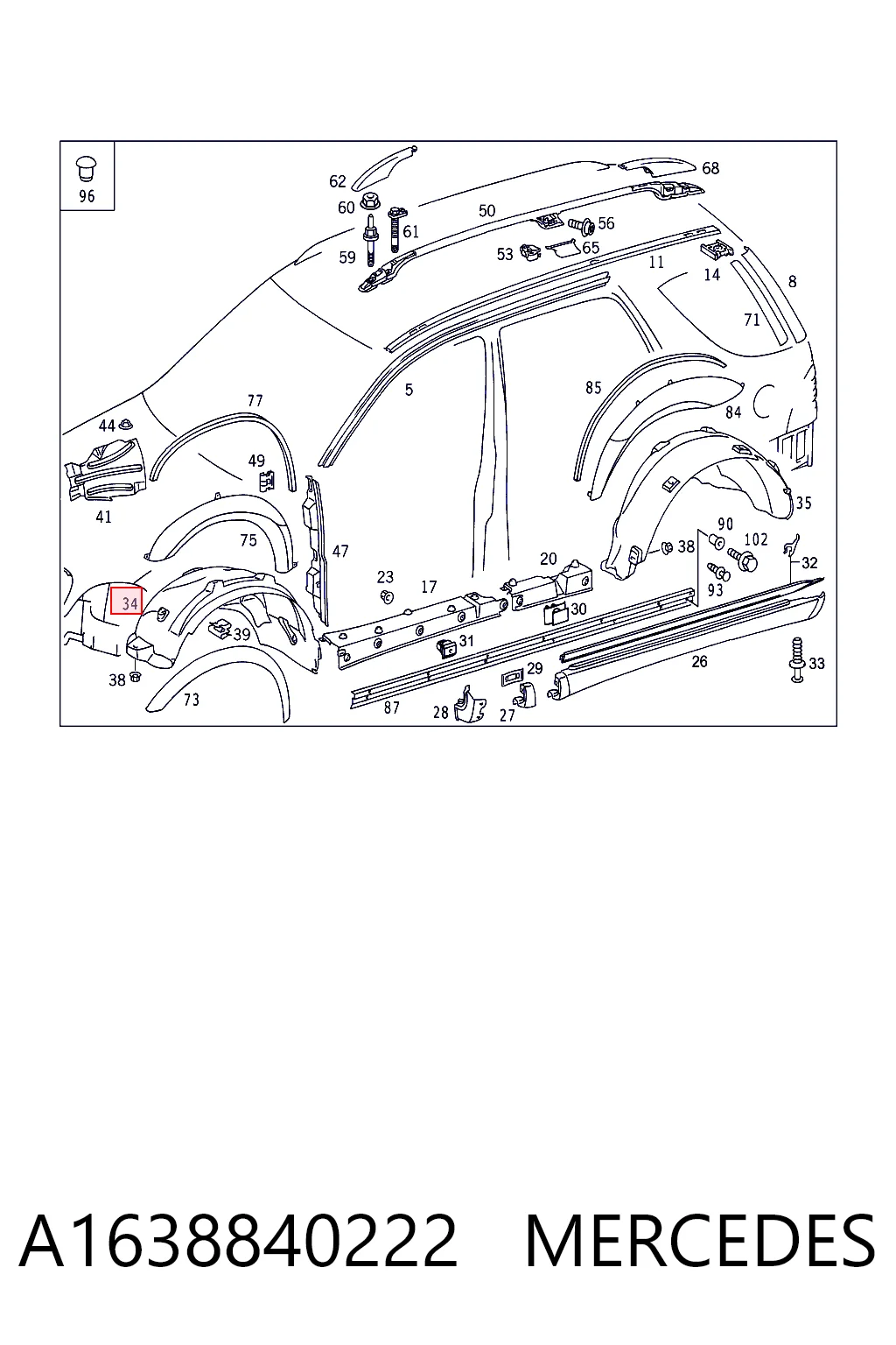 Paso rueda delantero derecho para Mercedes ML/GLE  W163