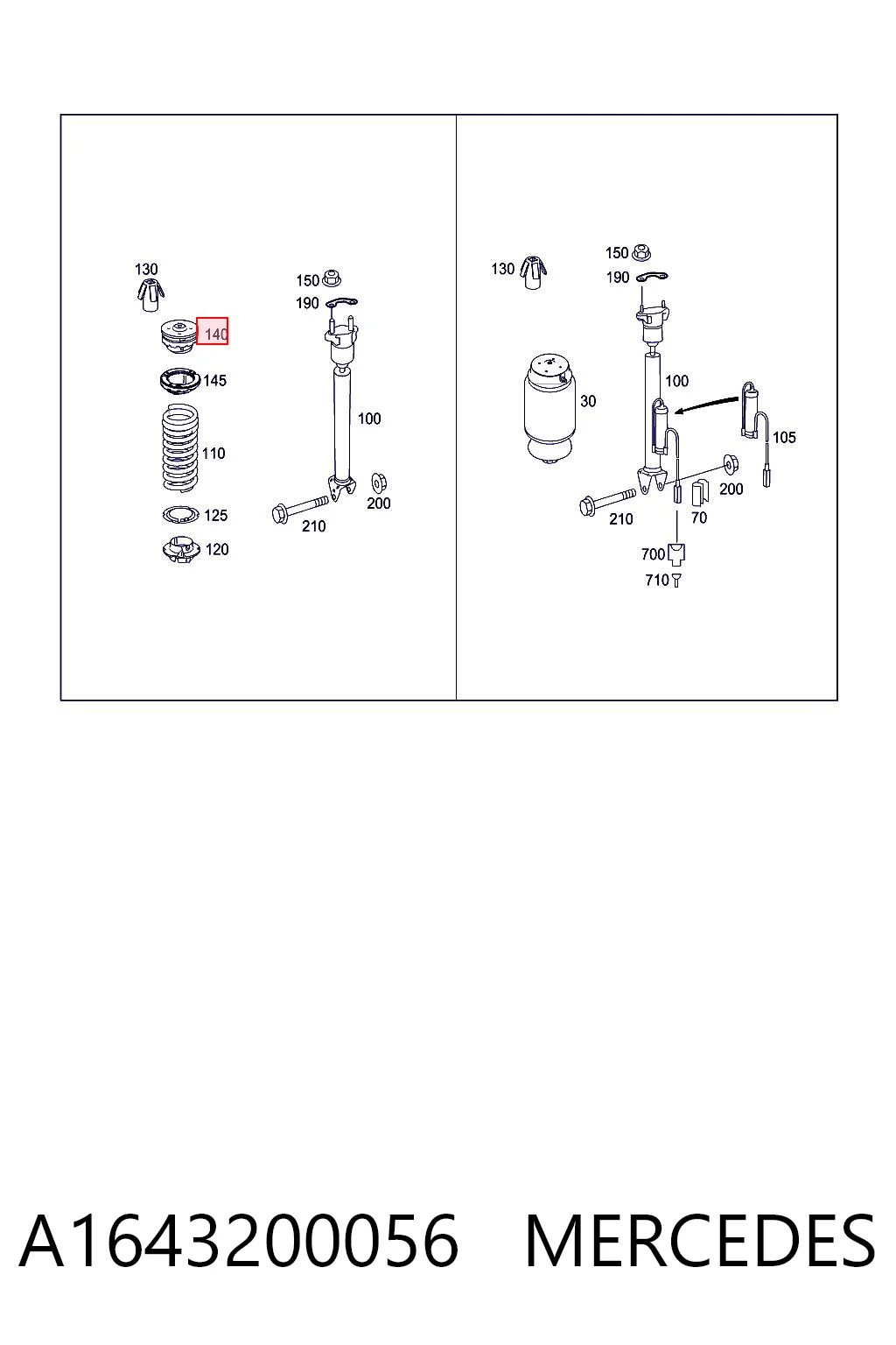 A1643200056 Mercedes Tope de muelle trasero