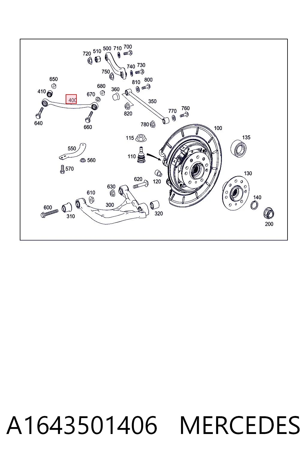 A1643501406 Mercedes Brazo superior de suspensión trasera izquierdo/derecho