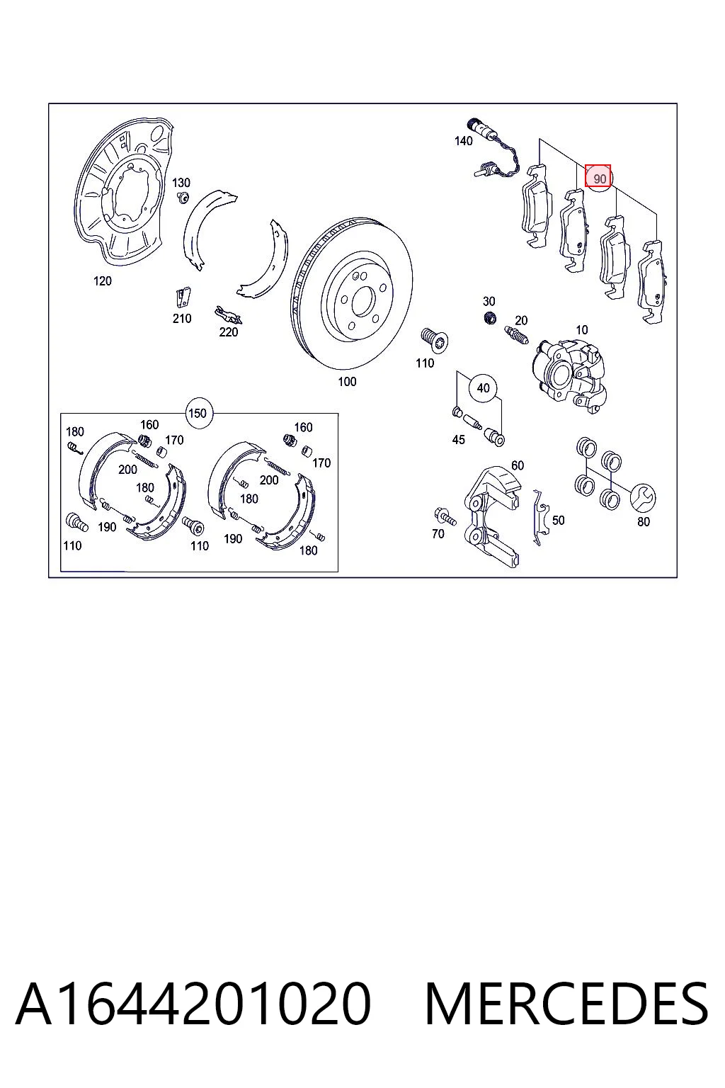 A1644201020 Mercedes Pastillas freno traseras