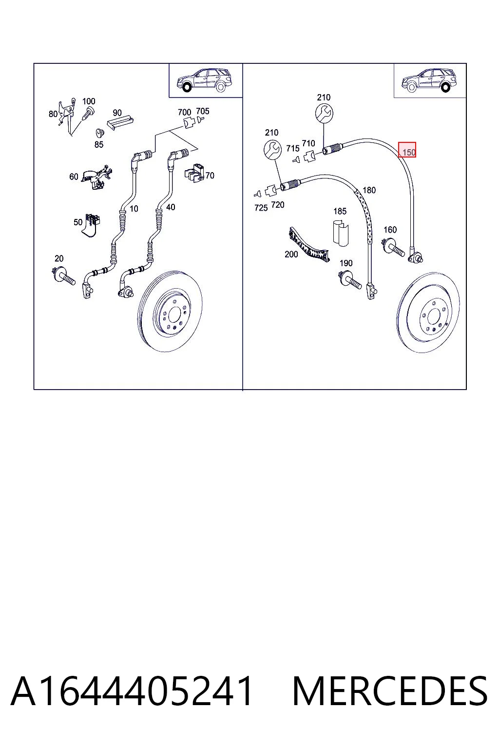 A1644405241 Mercedes Sensor ABS trasero