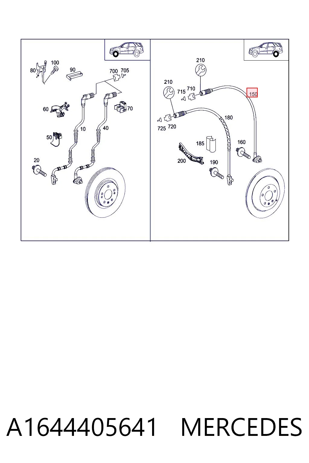 A1644405641 Mercedes Sensor de freno, trasero