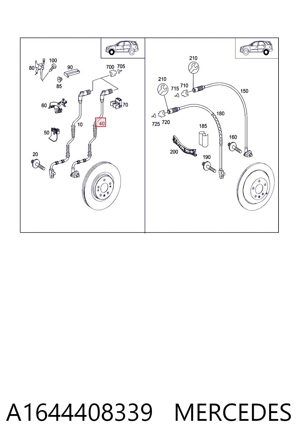 A1644408339 Mercedes Sensor de rueda abs
