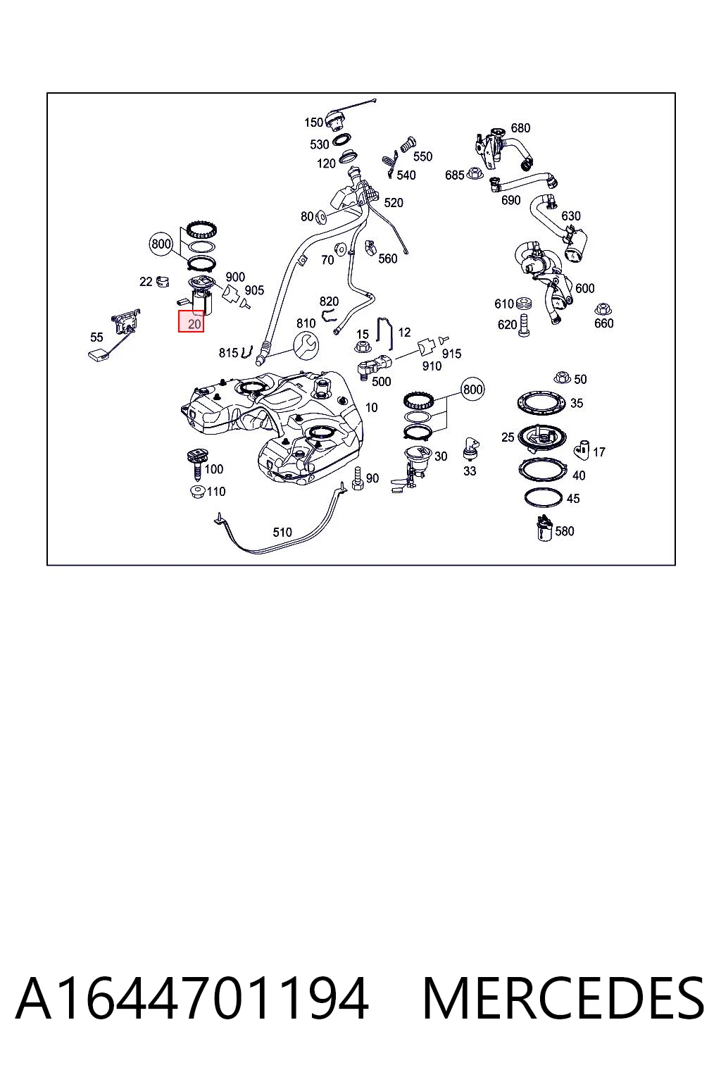 A1644701194 Mercedes Módulo de alimentación de combustible