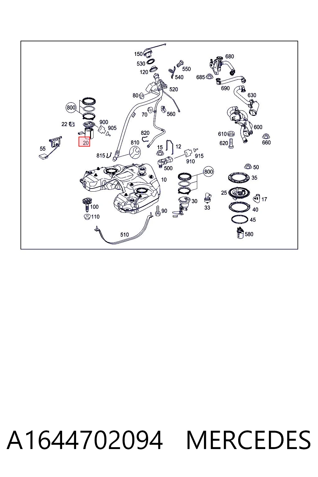 A1644702094 Mercedes Módulo de alimentación de combustible