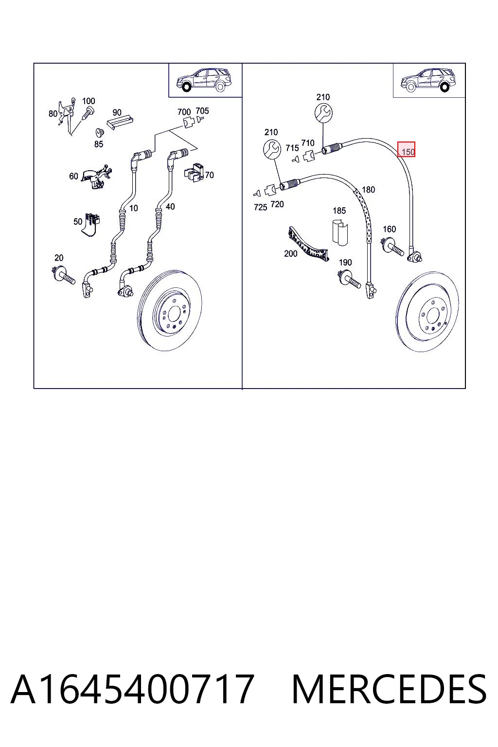 A1645400717 Mercedes Sensor de freno, trasero