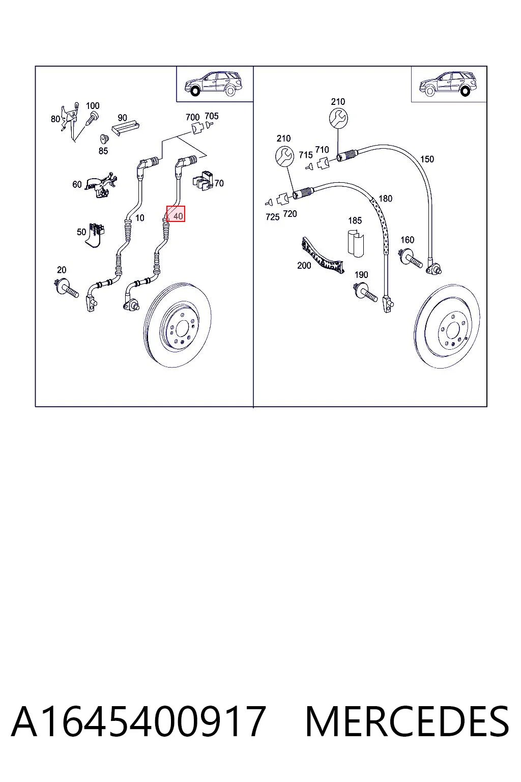 A1645400917 Mercedes Sensor de rueda abs