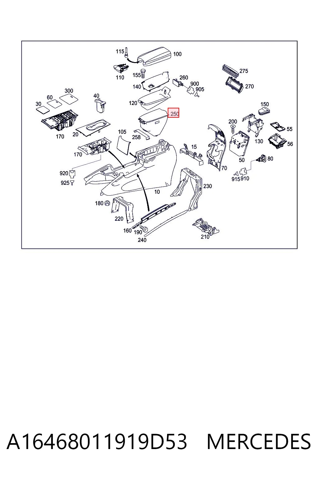 Comprar Apoyabrazos de la consola central Mercedes ML/GLE  W164 a bajo precio
