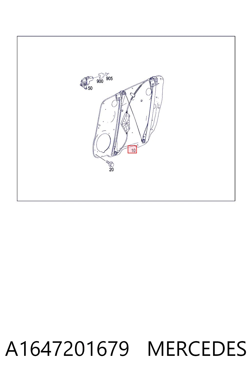 Mecanismo levanta, puerta delantera derecha Mercedes GL  (2006-2012)