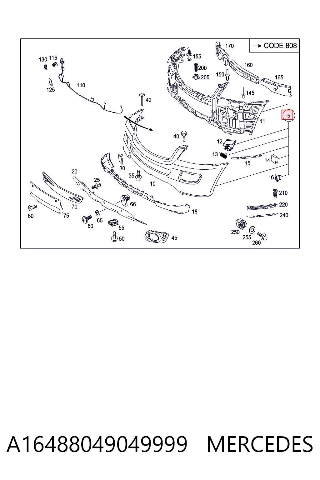 Paragolpes delantero para Mercedes ML/GLE  W164