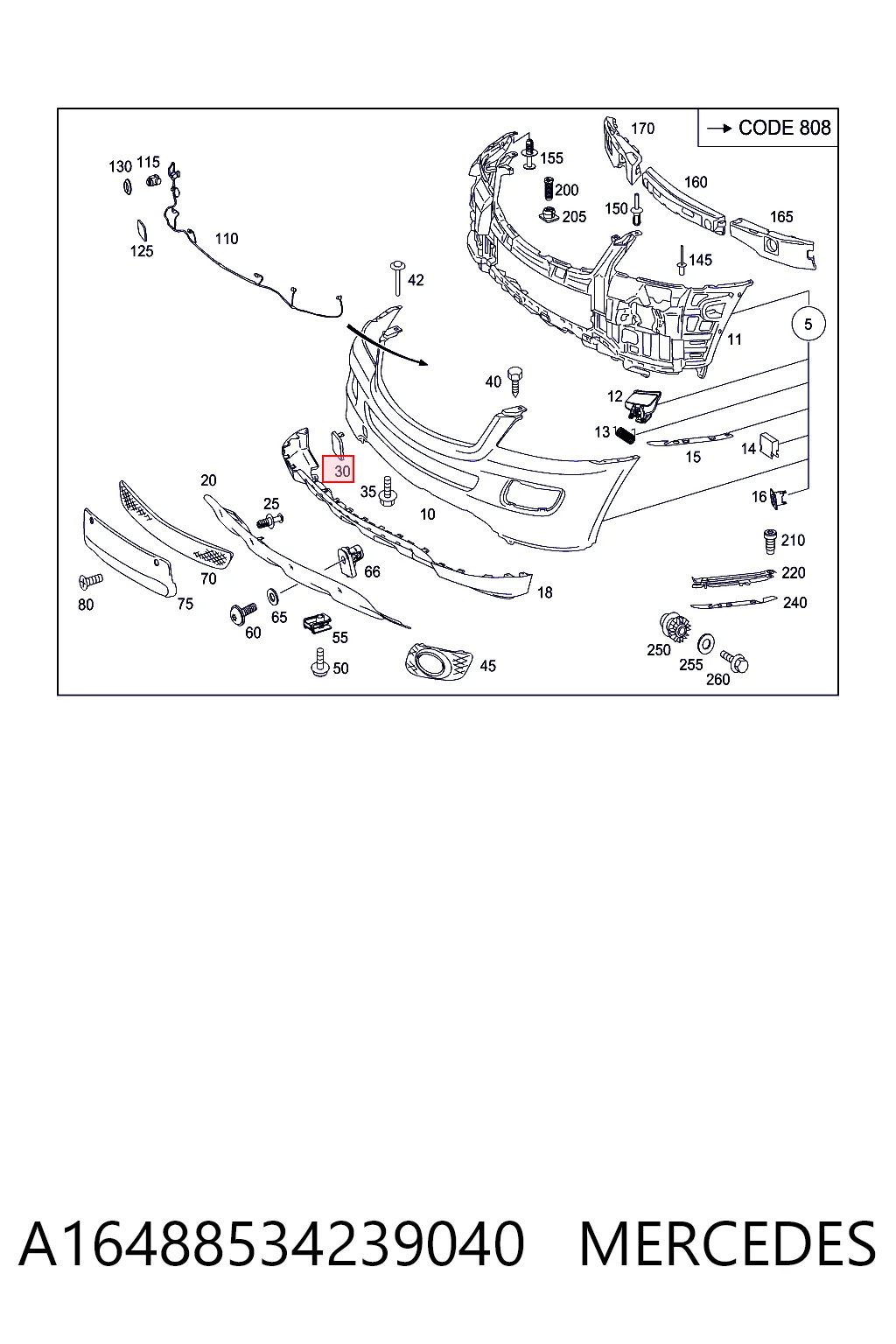  Tapa del enganche de remolcado delantera Mercedes ML/GLE 