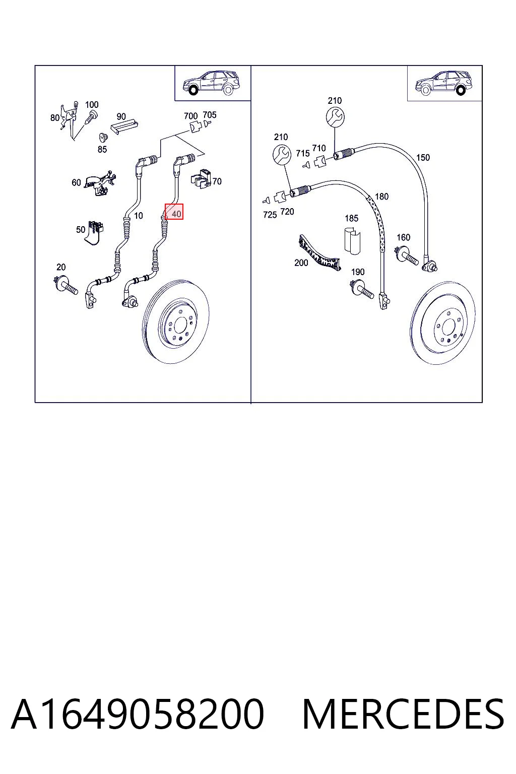 A1649058200 Mercedes Sensor de rueda abs