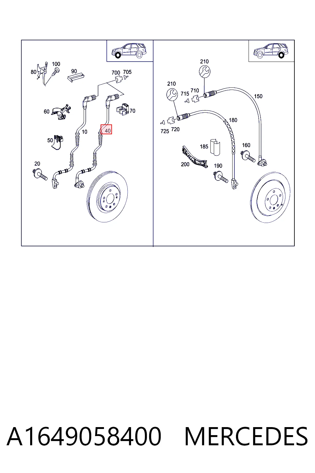 A1649058400 Mercedes Sensor de rueda abs