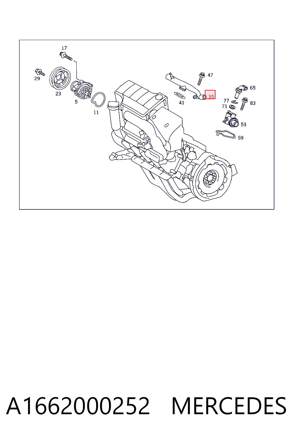 Manguera de calefacción, retorno A1662000252 MERCEDES