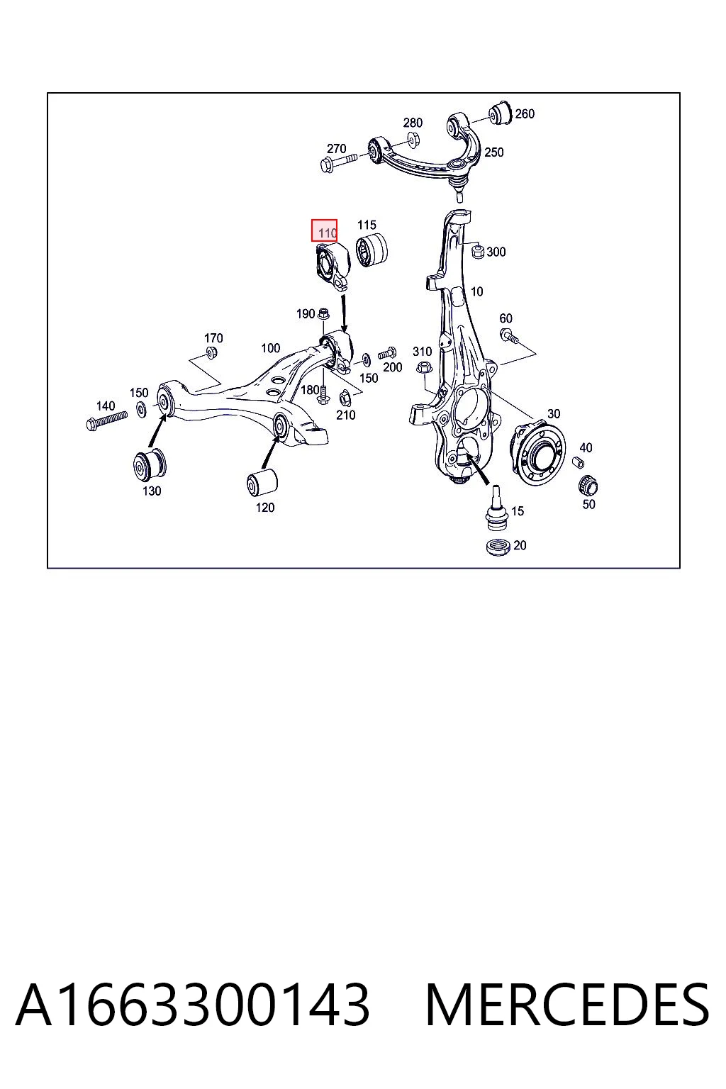A1663300143 Mercedes Silentblock de brazo de suspensión delantero inferior