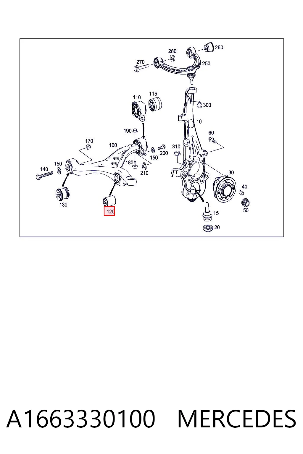 A1663330100 Mercedes Silentblock de brazo de suspensión delantero inferior