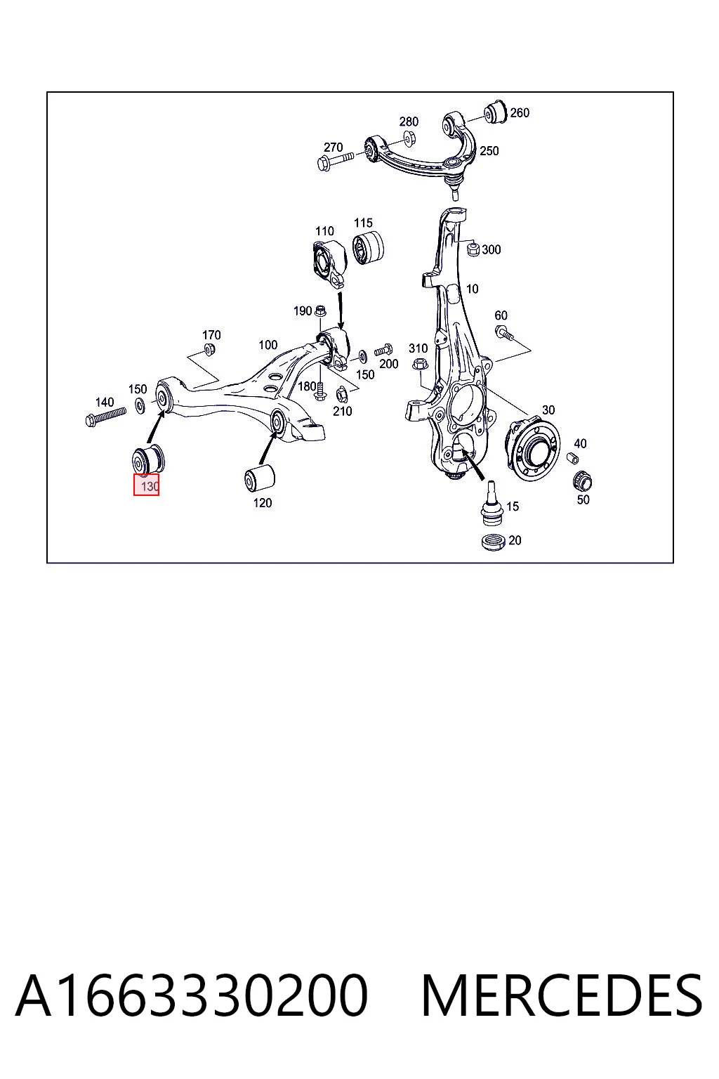 A1663330200 Mercedes Silentblock de brazo de suspensión delantero inferior